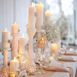 Свечи в зимнем свадебном декоре